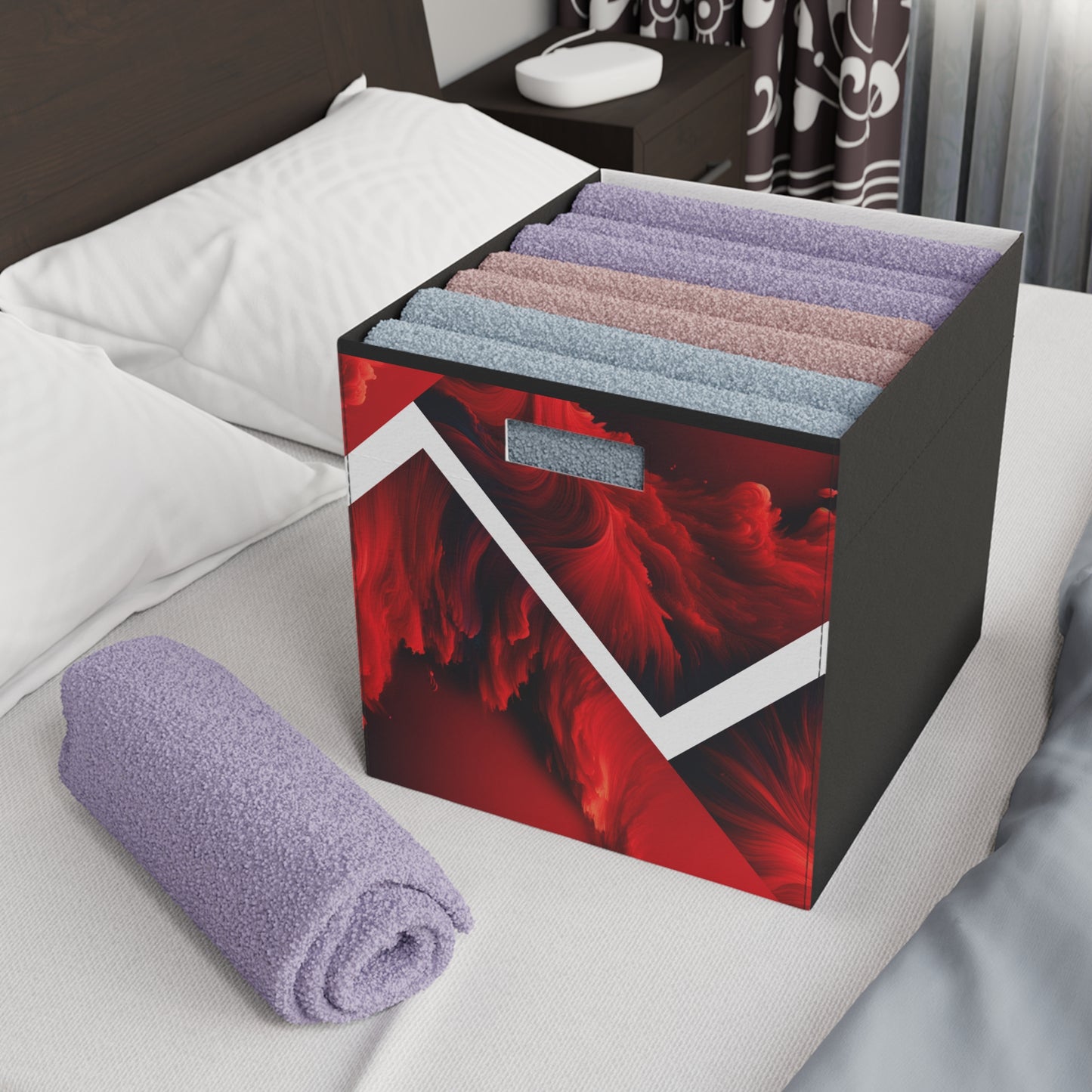 Red Felt Storage Box, Vibrant Organizer for Home Decor, Kids Room, Office, Gift Ideas, Decorative Storage Solution