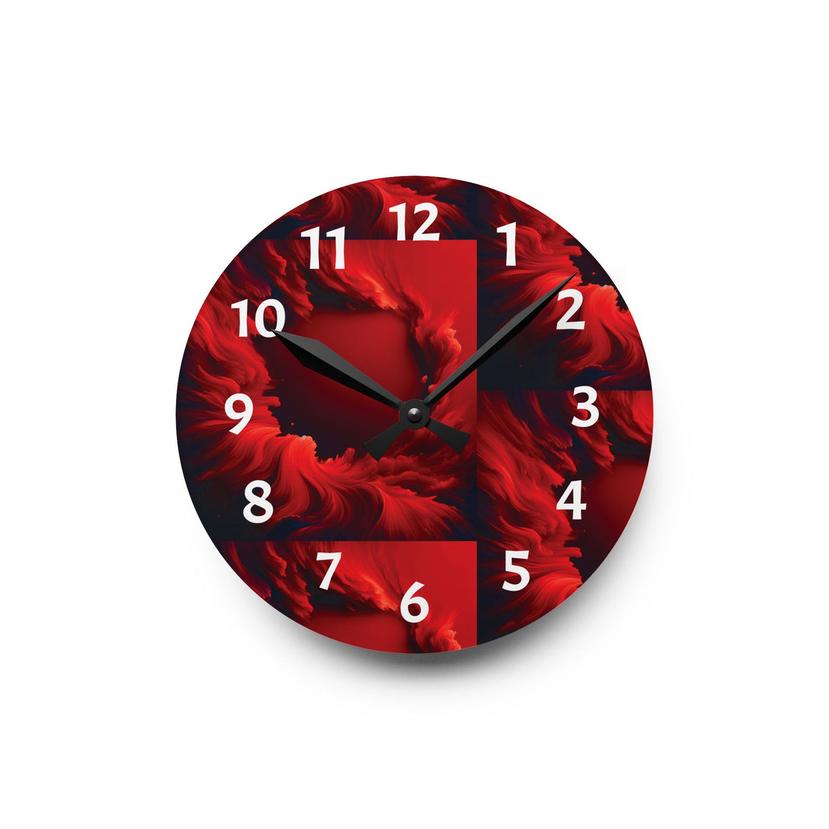 Red Abstract Acrylic Wall Clock | Designed by Essenciera Conturee